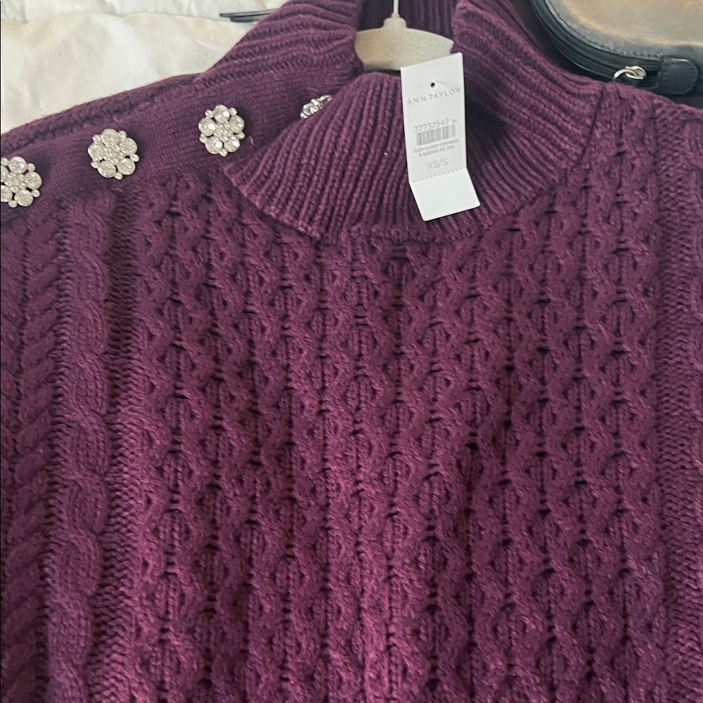 NWT Ann Taylor Rich Burgundy Poncho